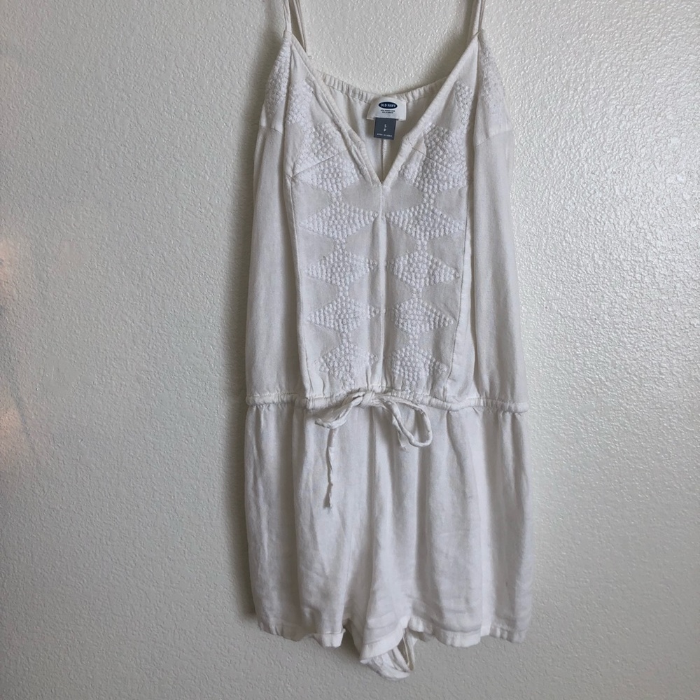 White canvas romper